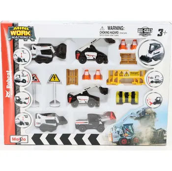 autíčko Bobcat Set pěti pracovních strojů s příslušenstvím 1:64 - Maisto Bobcat Set pěti pracovních strojů s příslušenstvím