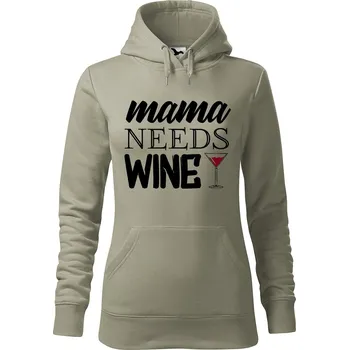 Pánská mikina Dámská mikina Mama needs wine Velikost (žena): M, Vyberte barvu: Světlá khaki