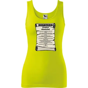 Dámské tílko s potiskem Pivní přikázání Velikost: S, Barva: Limetková