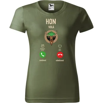 Dámské tričko s potiskem Hon volá Barva trička: Khaki - 09, Velikost: 2XL