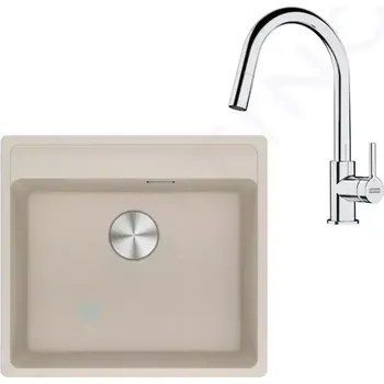 Granitový dřez Franke Sety Kuchyňský set G254SA, fragranitový dřez MRG 610-52 RTL a baterie FS 3229.031, sahara/chrom, 114.0700.704