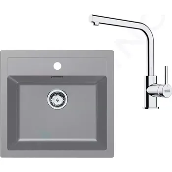Kuchyňský dřez Franke Sety Kuchyňský set T114Š, tectonitový dřez SID 610 a baterie FS 3230.031, šedá/chrom, 143.0687.360