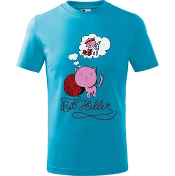 Chlapecké tričko Dětské tričko s potiskem Kočičí sen Velikost: 122/6 let, Barva trička: Tyrkysová