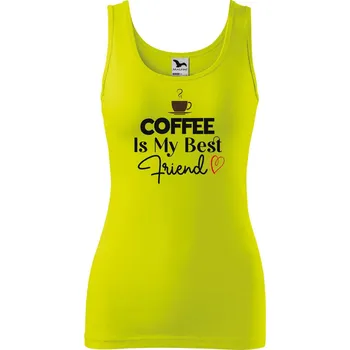 Dámské oblečení Dámské tílko s potiskem Coffee is my friend Velikost: XL, Barva: Limetková
