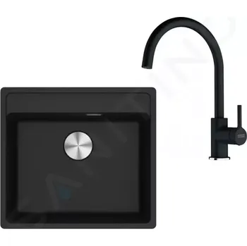 Granitový dřez Franke Sety Kuchyňský set G274O, fragranitový dřez MRG 610-52 RTL a baterie FC 6018.071, onyx, 114.0700.788