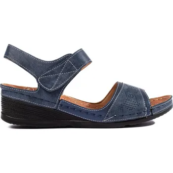 Dámské sandále Modré dámské sandály se suchým zipem H0021BL Velikost: 36