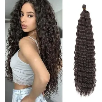 Barva na vlasy Hluboké kroucené háčkování vlasů vlnité kroucení vlasové svazky Syntetické kudrnaté copánky