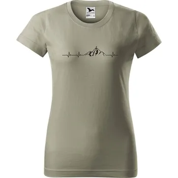 Dámské tričko s potiskem Srdeční tep horolezec Barva trička: Světlá khaki - 28, Velikost: S