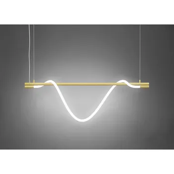 ZAHO Závěsné LED svítidlo SPRITZER, 34W, d. 140 cm Barva: Zlatá, Teplota světla: 2700K - teplá bílá, Stmívání, řízení: ON/OFF