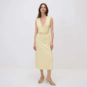 Dámské šaty Reserved - Midi šaty s ozdobným detailem - světle žlutá - ZQ697-10X - ZQ697-10X-XS