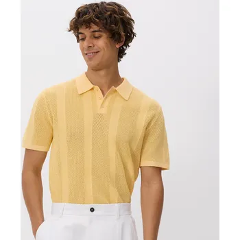 Pánské tričko Reserved - Ažurový polo svetr - žlutá - 229FT-11M - 229FT-11M-XL