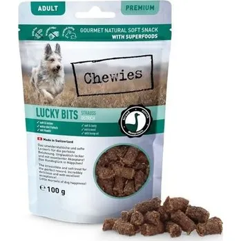 Pamlsek pro psa Chewies Lucky Bits se pštrosím masem 100 g