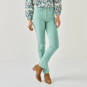 Dámské kalhoty Rovné strečové kalhoty, pro vyšší postavu šedozelená 42