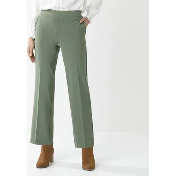 Jednobarevné splývavé široké kalhoty khaki 36