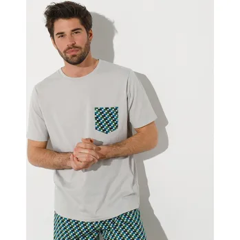 Pánská móda Pyžamové tričko s krátkými rukávy, šedé šedá 77/86 (S)