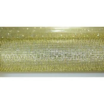 hot-fix kamínková fólie nažehlovací, kameny barva 111 Jonquil /zlatá, velikost SS8 KF - barva: fólie kameny 111 Jonquil /zlaté, KF - velikost kamene: velikost SS 8, KF - balení: výsek 5x24cm /120cm2