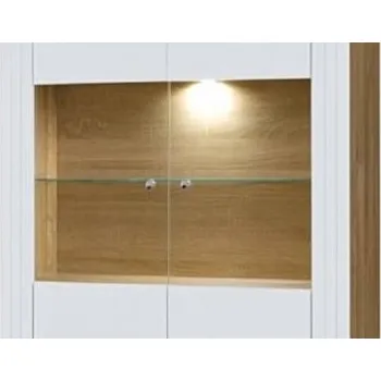 Obývací stěna Mlot Vitrína 105 Juma 3 Vyber LED osvětlení: včetně LED osvětlení, Vyber barevné provedení: dub grand + bílý lesk