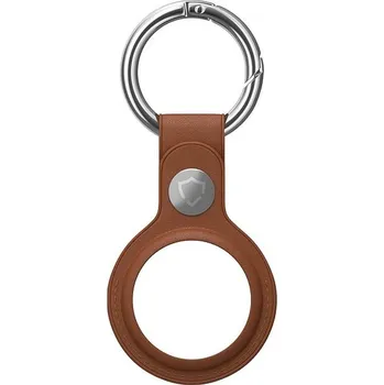 Příslušenství pro sluchátka AlzaGuard Genuine Leather Keychain pro Airtag sedlově hnědá