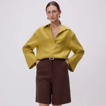 Dámské kraťasy Reserved - Bermudy s páskem - tmavě hnědá - 7403Y-89X - 7403Y-89X-XL