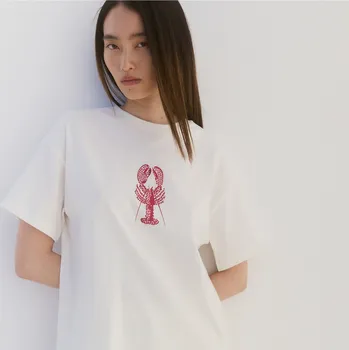 Dámské tričko Reserved - Bavlněné tričko s potiskem - krémová - 469GO-01X - 469GO-01X-M