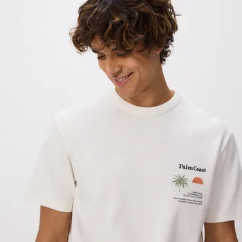 Pánské tričko Reserved - Tričko comfort s potiskem - krémová - 049EE-01X - 049EE-01X-M