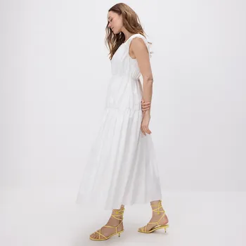 Dámské šaty Reserved - Midi šaty s překládaným výstřihem - krémová - WP874-01X - WP874-01X-S