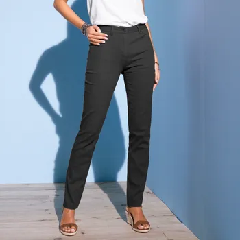 Dámské kalhoty Úzké dlouhé tvilové kalhoty černá 40