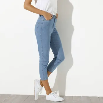 Dámské kalhoty Úzké denimové 7/8 kalhoty sepraná modrá 44