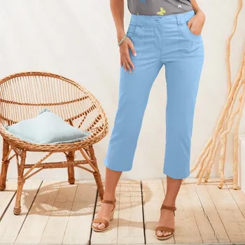 Dámské kalhoty Strečové 7/8 kalhoty modrá 42