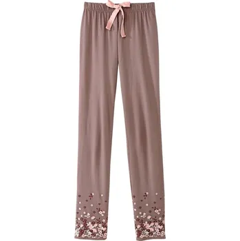 Dámské pyžamo Dlouhé pyžamové kalhoty, s potiskem v dolní části hnědošedá 52