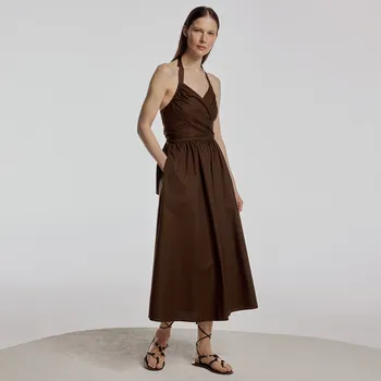 Dámské šaty Reserved - Midi šaty s překládaným výstřihem - tmavě zelená - 980FB-79X - 980FB-79X-L