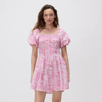 Dámské šaty Reserved - Bavlněné šaty s nabíranými rukávy - vícebarevná - WP873-MLC - WP873-MLC-XS