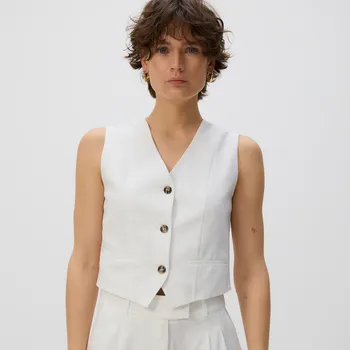 Dámské sako Reserved - Vesta s příměsí lnu - krémová - 253FT-01X - 253FT-01X-XS