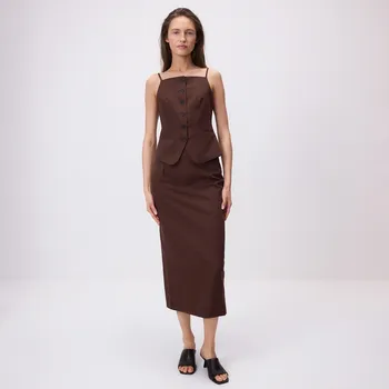 Dámská sukně Reserved - Midi sukně s viskózou - hnědá - ZV338-88X - ZV338-88X-M