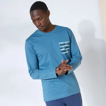 Pánské pyžamo Pyžamové tričko s dlouhými rukávy modrá 77/86