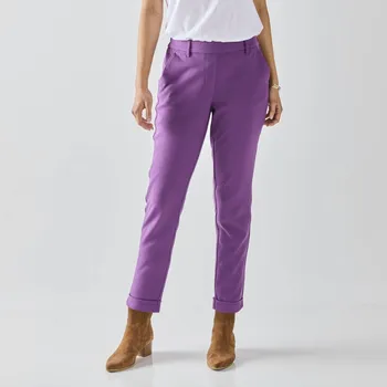 Dámská móda 7/8 úzké jednobarevné kalhoty fialová 40