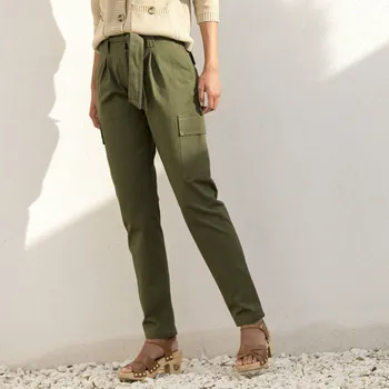 Dámské kalhoty Cargo kalhoty s vysokým pasem a kapsami bronzová 44