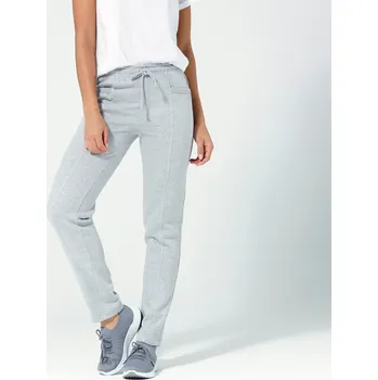 Dámské kalhoty Jednobarevné moltonové dlouhé kalhoty šedý melír 42/44