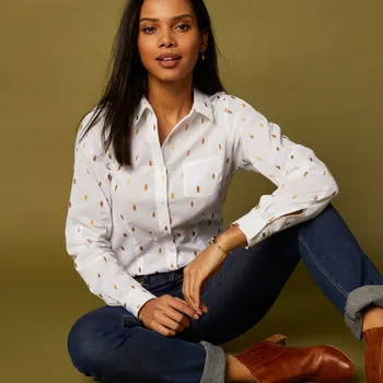 Dámská košile Košile s rukávy na ohrnutí a se zlatým potiskem bílá/zlatá 40