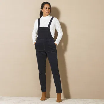 Dámské kalhoty Manšestrové kalhoty s laclem nám. modrá 48