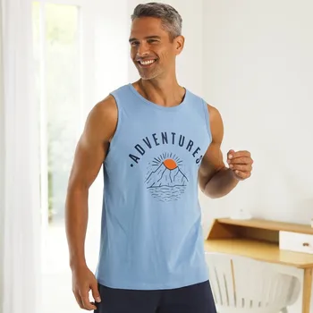 Pánské oblečení Pyžamové tílko se středovým potiskem modrá 137/146