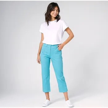 Dámské kalhoty Rovné strečové 7/8 kalhoty blankytně modrá 50