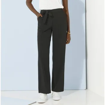 Splývavé široké kalhoty s páskem černá 38