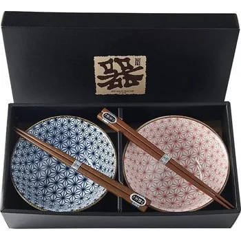 Talíř Made In Japan Set misek Asanoha Design s hůlkami 400 ml 2 ks
