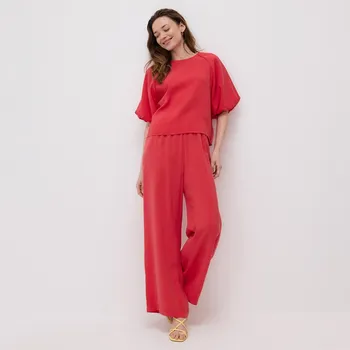 Dámské kalhoty Reserved - Volné kalhoty s modalem - červená - 454FM-33X - 454FM-33X-XL