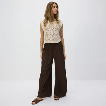 Dámské kalhoty Reserved - Plisované kalhoty - kávová - YU036-84X - YU036-84X-XL