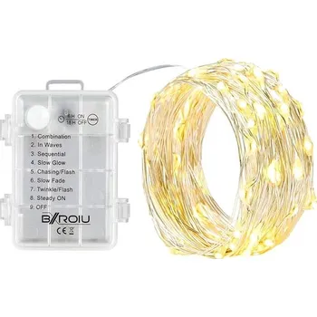 Vánoční dekorace Vánoční mikro řetěz na baterie 5 m 50 LED, 8 programů, časovač, teplá bílá