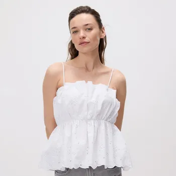 Reserved - Ažurový top na ramínka - bílá - 573FB-00X - 573FB-00X-XXL