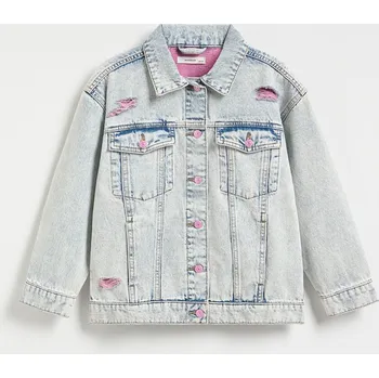 Dívčí bunda Reserved - Džínová bunda se sepraným efektem - modrá - 731CV-05J - 731CV-05J-116