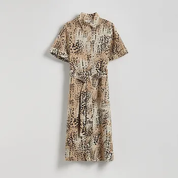 Dámské šaty Reserved - Lněné šaty s&nbsp;páskem - vícebarevná - 993EG-MLC - 993EG-MLC-M